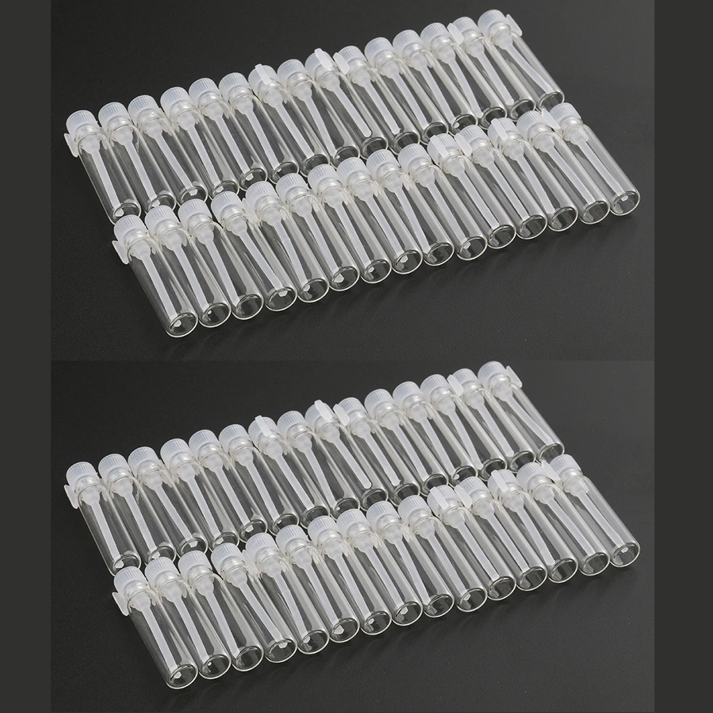 60 Pieces Mini Clear Glass Perfume Trial Bottles - Empty Refillable Sample Bottles, Portable Travel Makeup Vials 1ml