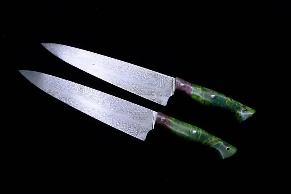Дамасский нож, кухонные поварские ножи, стабильная деревянная ручка, острый кухонный нож, нож для мяса