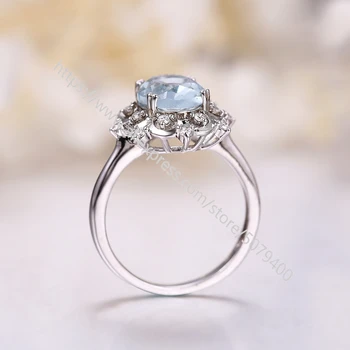 

classisc Oval Engagement Promise Ring Cz Solitaire Ring silver plated blue Sapphires cubic zirconia Ring Birthtone Ring