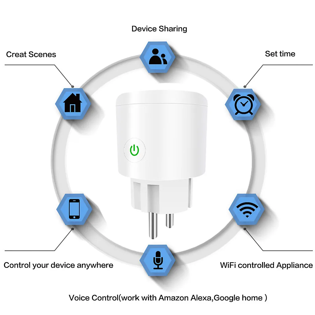 Ouhaobin, WiFi, умная розетка, ЕС, светильник, переключатель, розетка, таймер, беспроводной пульт дистанционного управления для IFTTT, голосовое управление для Google home для Alexa