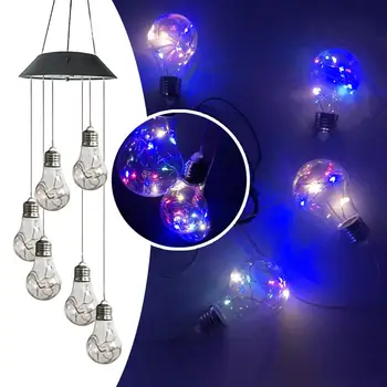 

Portable Solar Powered LED Wind Chime Light Changing Spiral Spinner Windchime Outdoor decoration Windmill Craft decor