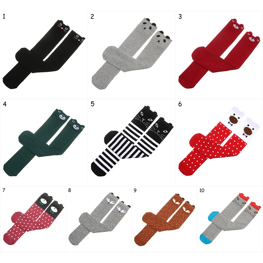3-12 Years Kids Cute Cartoon Cotton Socks Children Animal Bear Pattern Socks Baby Girls Knee High Long Legs Warmers Socks