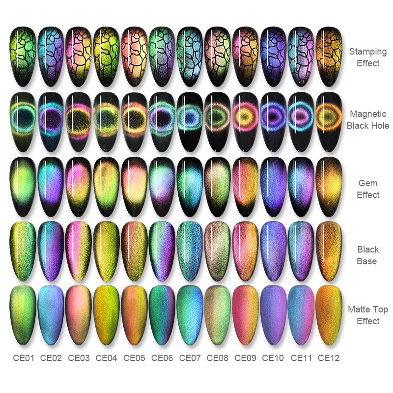 BORN PRETTY 9D Cat Eye Gel Nail Polish Chameleon Soak Off UV Gel Polish Black Base 2