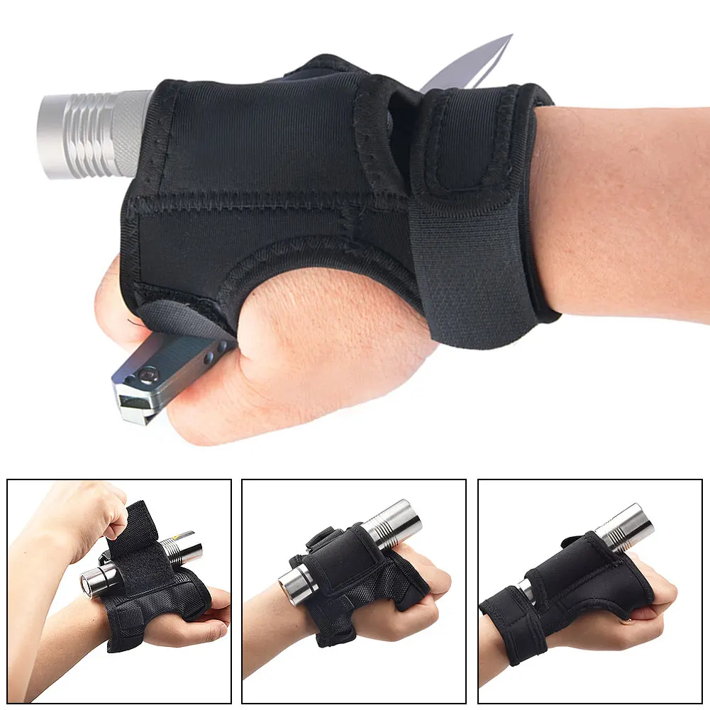 Diving Flashlight Holder Scuba Diving Flashlight Gloves Underwater LED Torch Holder Photography Equipment Wrist Strap Glove for Hunting Water Sports