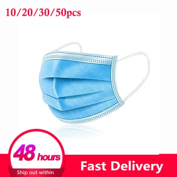 

10/20/30/50Pcs Face Masks Ear Loops Disposable Non-Woven Daily Care protect Masks Anti-Dust Safety Mask