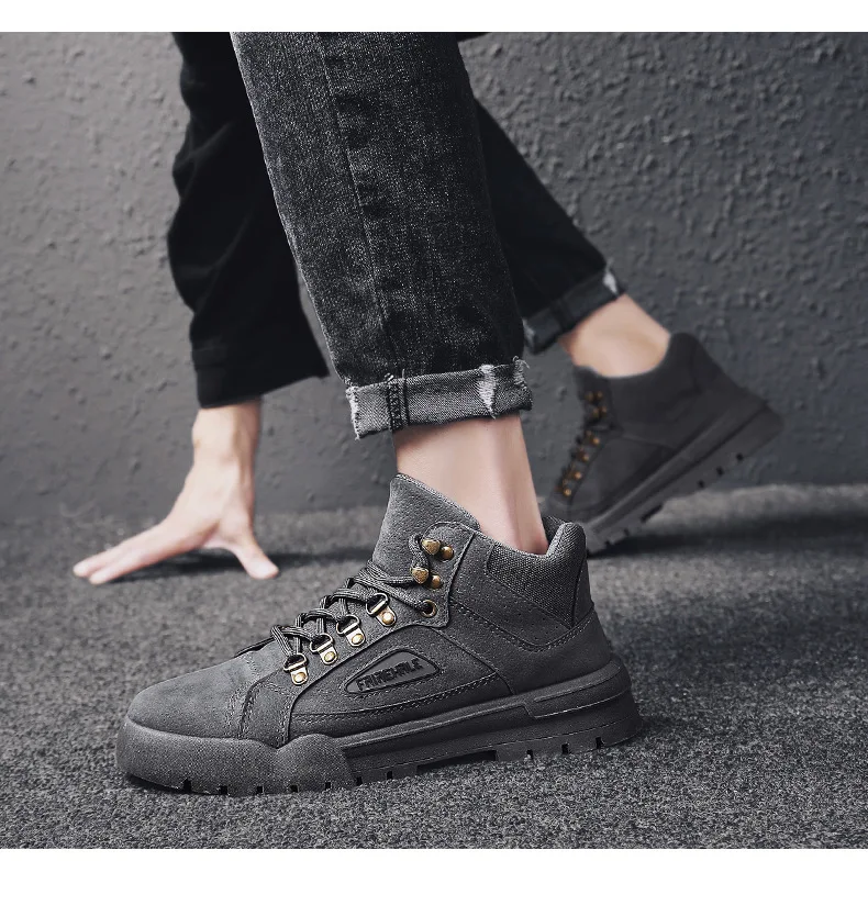 Fashion Winter Autumn High Quality Men's Boots Warm Working Lace Up Men's Desert Boots Round Toe High Top Shoes J2-85
