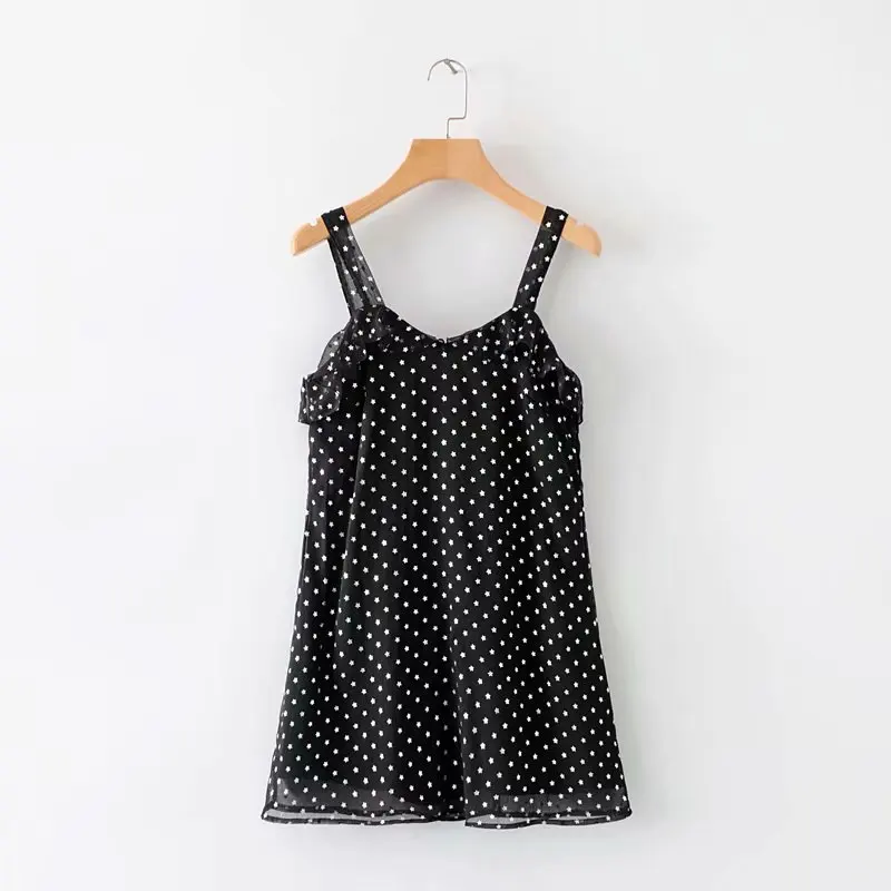 

2019 Summer New Style Europe And America WOMEN'S Dress-Style Bronze Five-pointed Star Strapped Dress Short Skirt