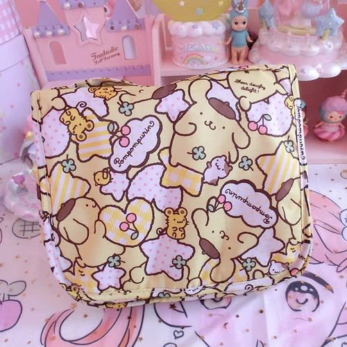 Черный Мультфильм Япония hello kitty My Melody Cinnamoroll pompomparin женская косметичка для хранения путешествия мешок мыть сумки девушка макияж сумки - Цвет: Черный
