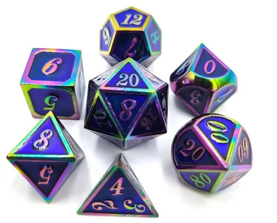3 Новое поступление 7 шт./компл. многогранные металла игральная кость d4 d6 d8 d10 d12 d20 игральные кости DND набор dados rpg dobbelstenen dados РОЛ - Цвет: 3