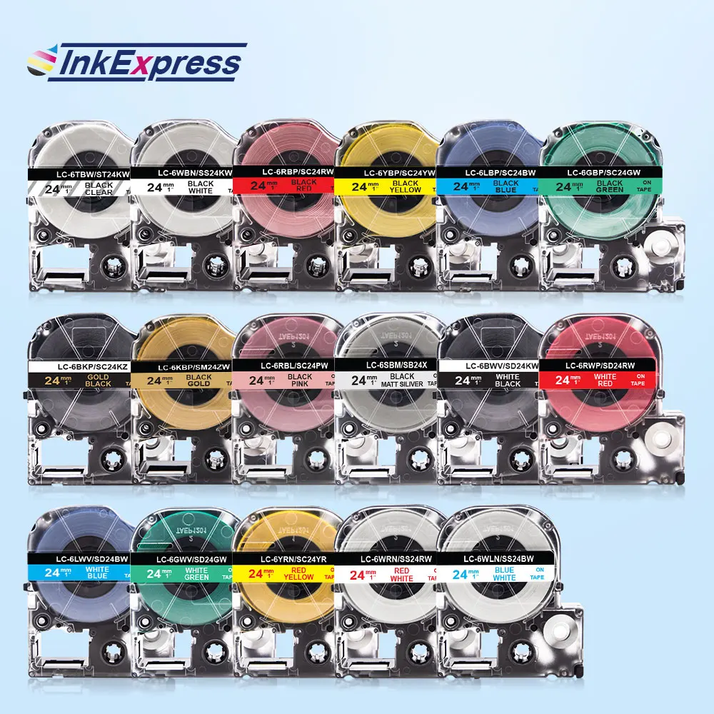 엡손 킹 짐 ss24kw ST24KW SS24KW SC24RW SC24YW SC24BW SC24GW 라벨 테이프 엡손 라벨 메이커 용 InkExpress 24mm 테이프