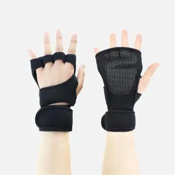 

Gym Fitness Hiking Hollowed Anti-slip Breathable Sports Gloves Weight Lifting Cycling Hand Palm Protector Gloves with Wrist Wrap
