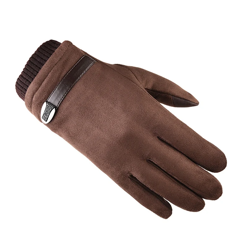 

Men Winter Gloves Touch Screen Suede Driving Gloves Male Motorcycle Thermal Warm Plush Velvet Lining Gloves