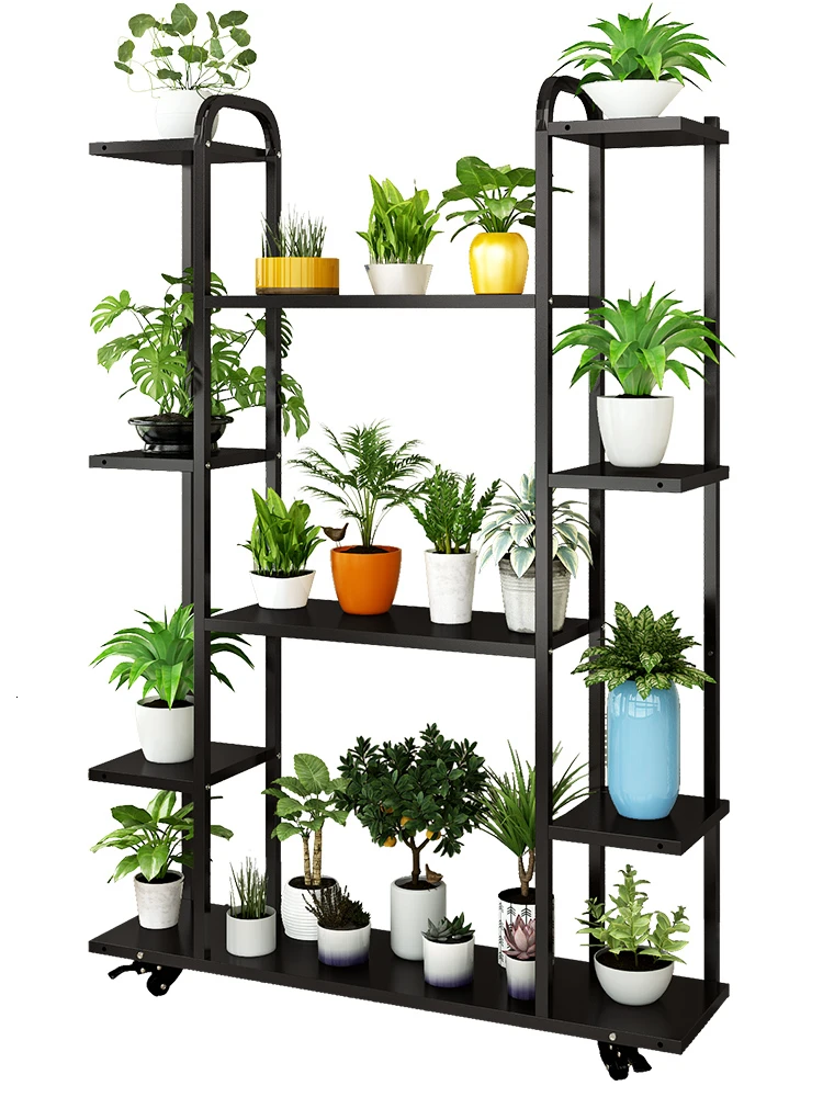 

Iron Art Indoor Multi-storey Simplicity Balcony Shelf A Living Room To Ground Meaty Belt Wheel Flowerpot Frame