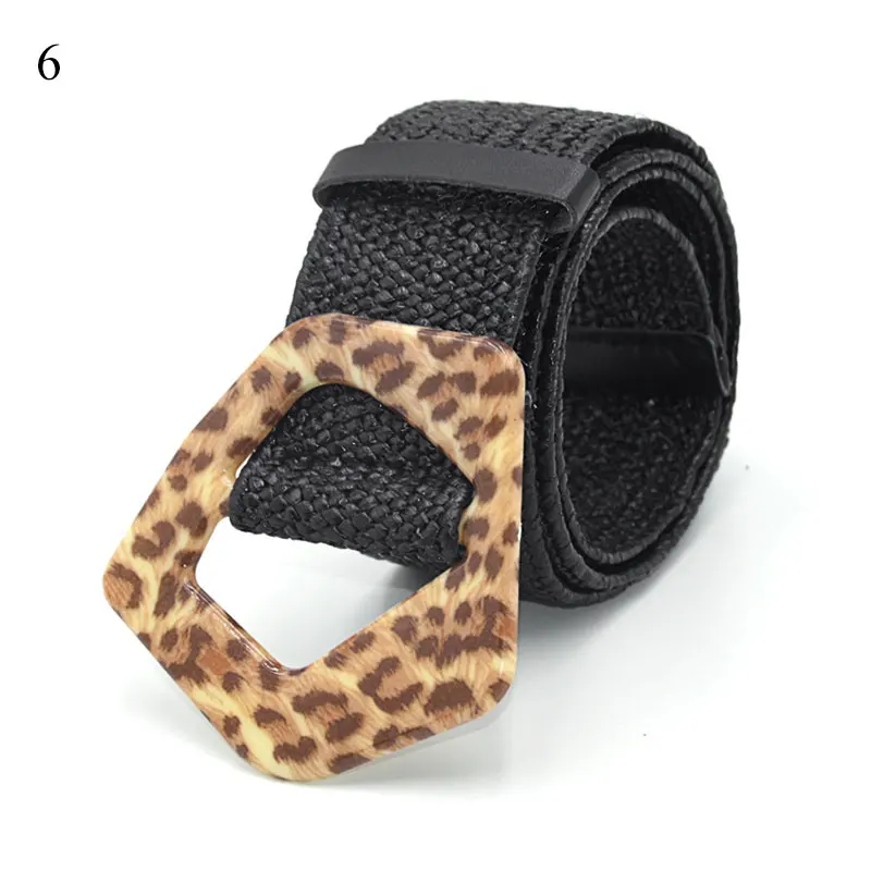 Summer Khaki Brown Female Belt Wooden Buckle Dress Jeans Belt Leopard Snake Printed Buckle Straw Wide Belts For Women Bohe Belt plus size belts for women