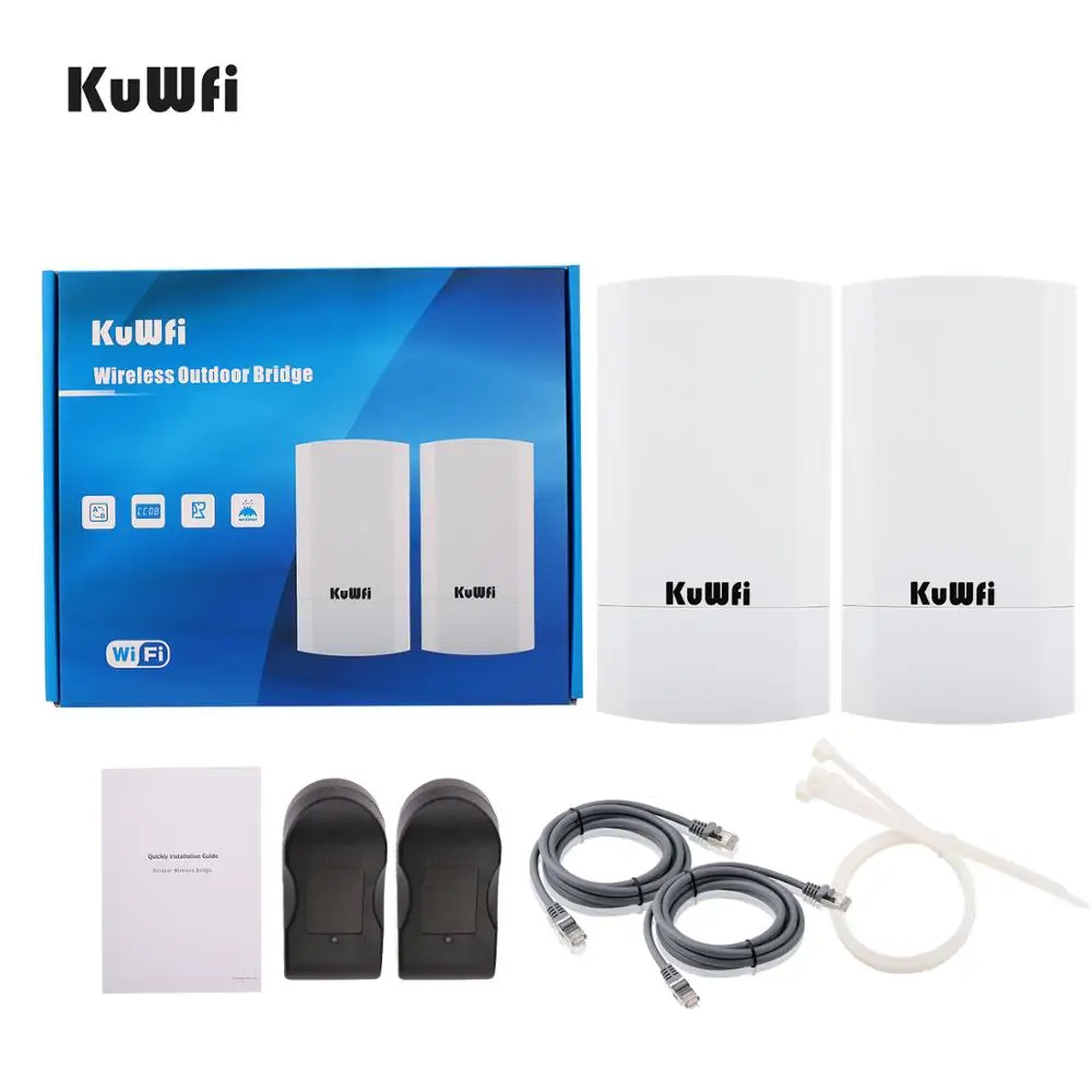 KuWFi 2 PCS 300 Мбит / с Wi Fi мост 1 км точка беспроводной открытый маршрутизатора без