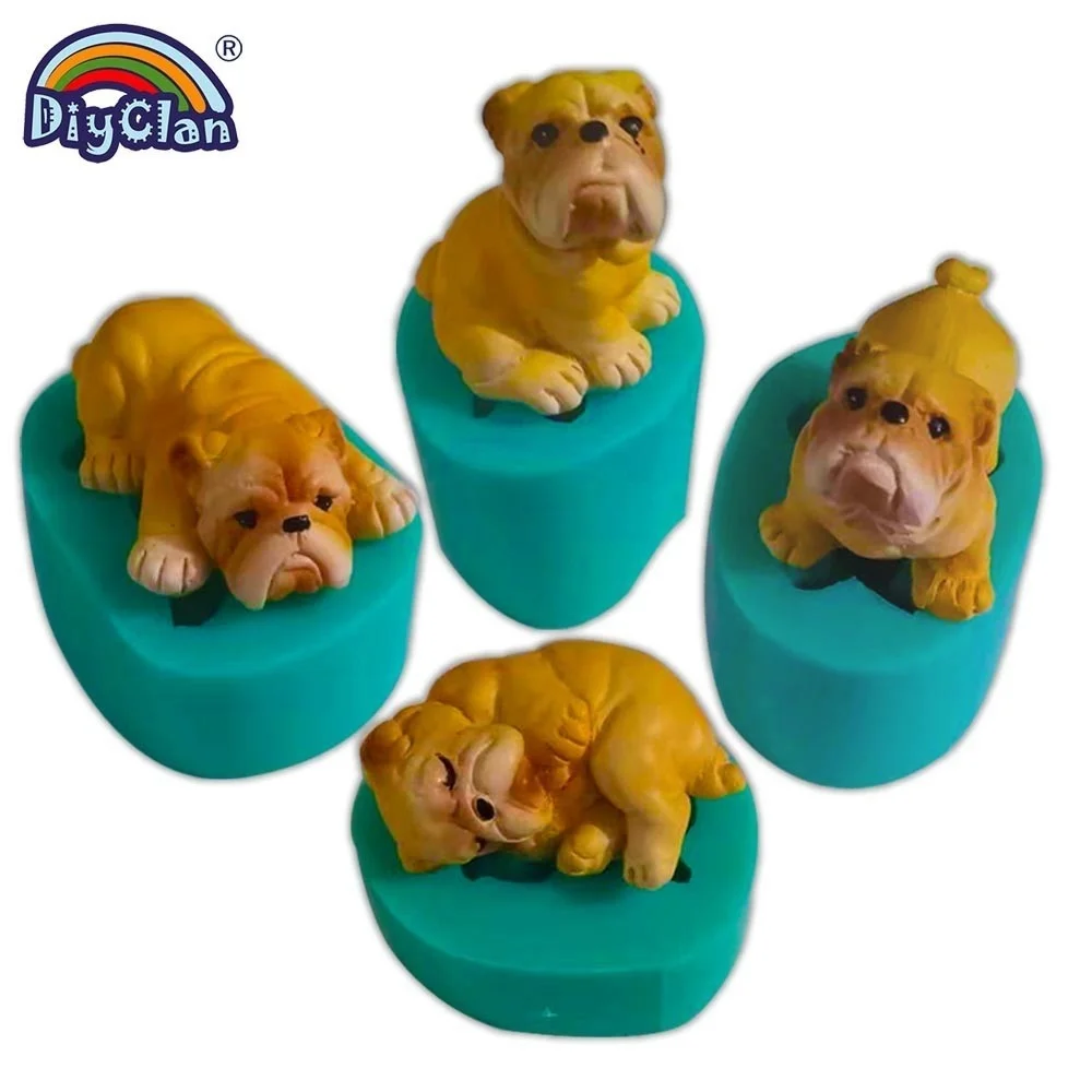 Mini Bulldog Silikon Form Schokolade Kuchen Dekorieren Werkzeuge Hund Tier Thema Kerze Seife Mould Gips Zement Polymer Ton Form – Detail 1