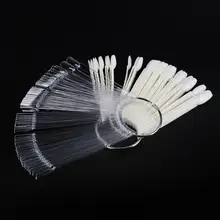 ホット 50 個のヒント練習スティックファン型マニキュア鋼ネイルカラーサンプルネイルアートツール用品(China)