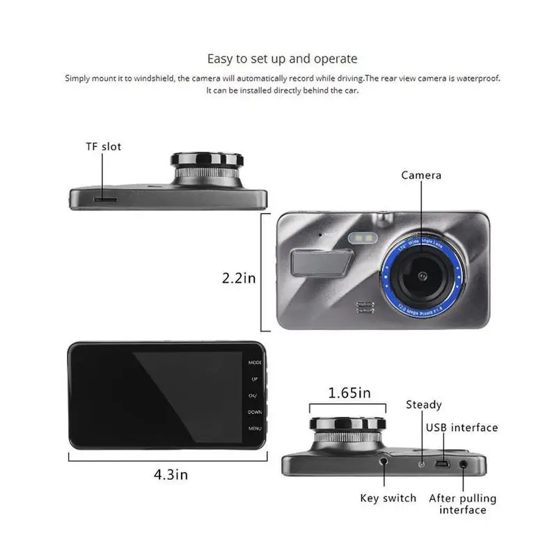 Автомобильный Автомобильный регистратор DVR Двойная камера " ips HD видео ночного видения видео рекордер парковочный монитор Петля Автомобильный видеорегистратор Камера