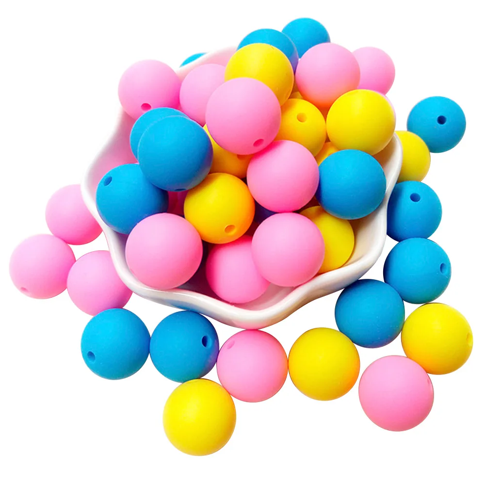 BOBO.BOX 15mm 20pcs 실리콘 구슬 식품 학년 실리콘 Teething 제품 씹는 젖꼭지 체인 클립 비즈 Teethers 장난감