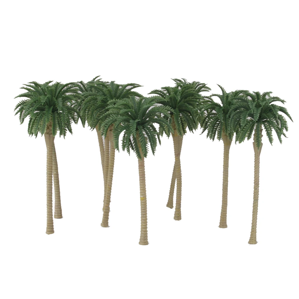 Baoblaze 10 Tropical Coconut Palm Tree Model Tren Ferrocarril Wargame Paisaje 1:75 13 cm 