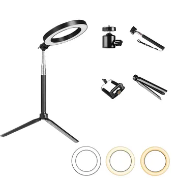 

Dimmable 5500K LED Ring Light Kit with Stand for Makeup Camera Selfie 8inch stand clip camera tripod for camera and phone