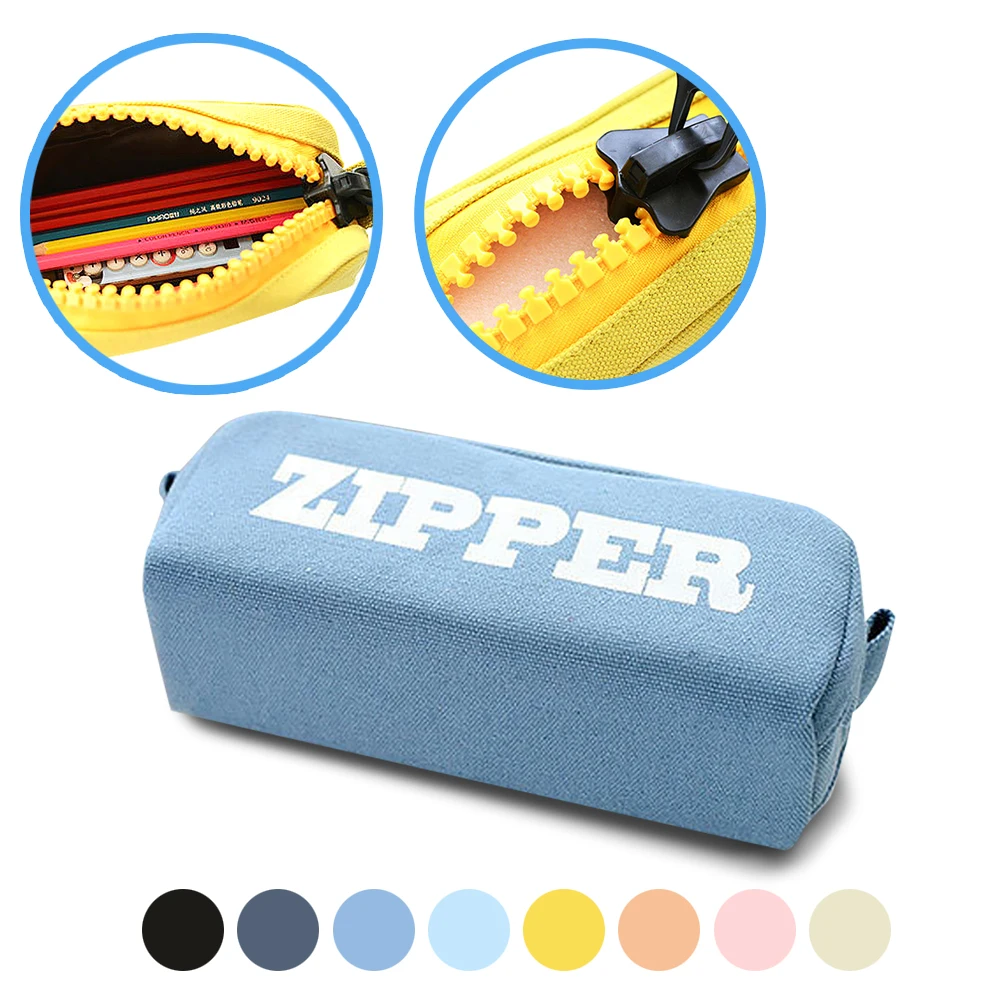 

Creative Large Zipper Pen Bag, Large Capacity Simple Contract Canvas Pen Bag, Pencil Case, Office Student Stationery Box