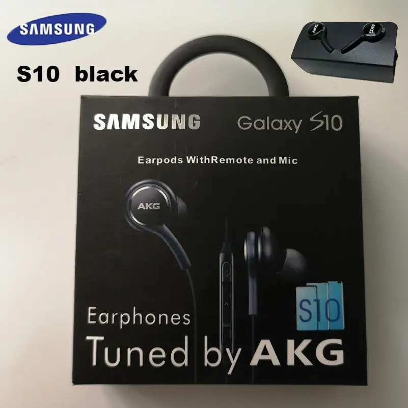 20 шт samsung AKG наушники EO-IG955 3,5 мм наушники-вкладыши с микрофоном Проводная гарнитура для смартфонов samsung Galaxy S10 S9 S8 S7 S6 S10 Plus - Цвет: S10 Black earphone
