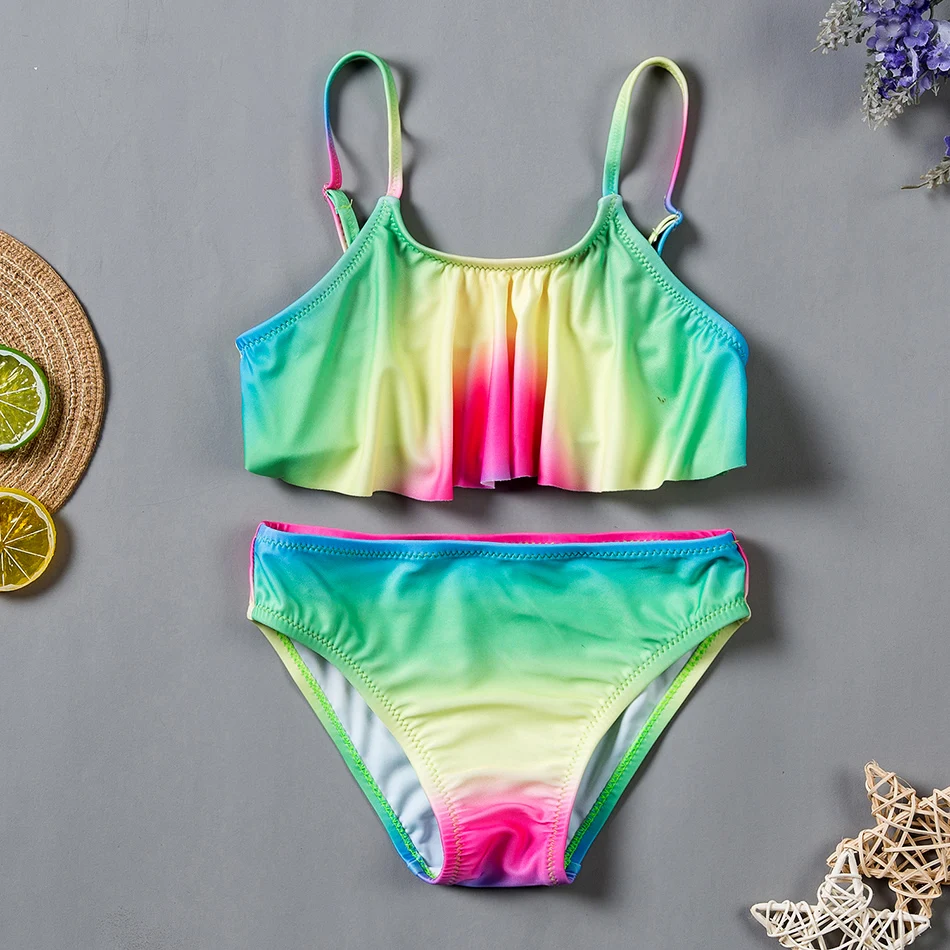 Girls Swimwear Bikini-Sets Teenager Two-Pieces Beach-Wear-1084mix Kids High-Quality Children