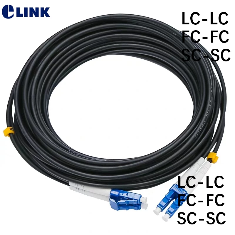 50mtr ТПУ волоконно-оптические Patchcords водонепроницаемый LC SC FC 2 бронированный соединительный кабель свинцовый открытый одномодовый FTTA джемпер SM DX 3,3 мм
