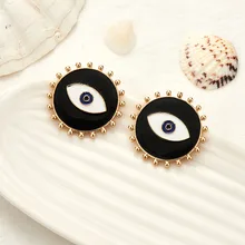 Трендовые черные серьги-гвоздики в стиле панк для женщин, круглые винтажные Ретро серьги со сглаза, богемные массивные серьги в стиле бохо, Женские Ювелирные изделия