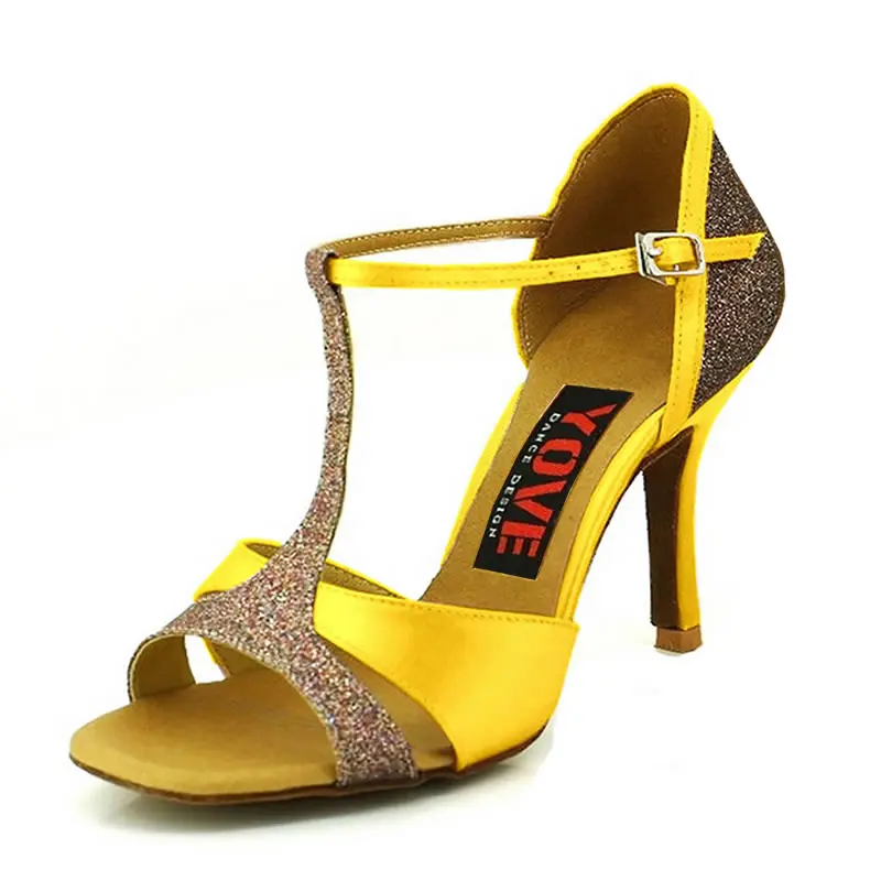 YOVE/стильная w136-5 танцевальная обувь; женская танцевальная обувь; Bachata/Salsa/kizomba - Цвет: yellow
