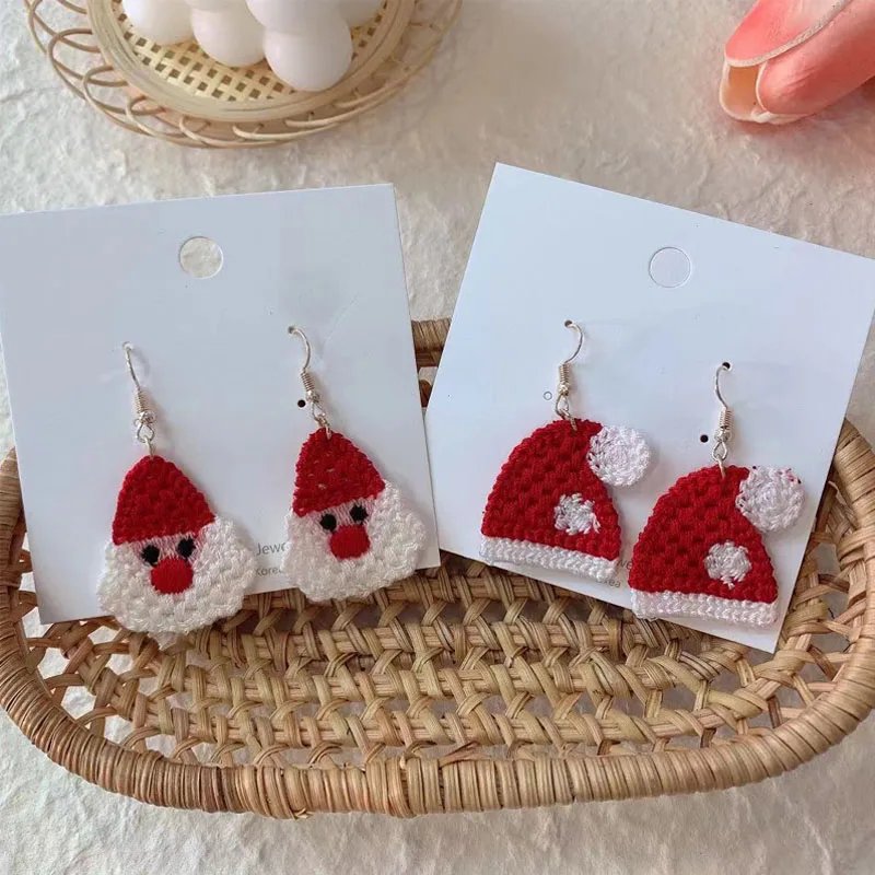 Новые рождественские шерстяные серьги ручной вязки Net Red корейские милые