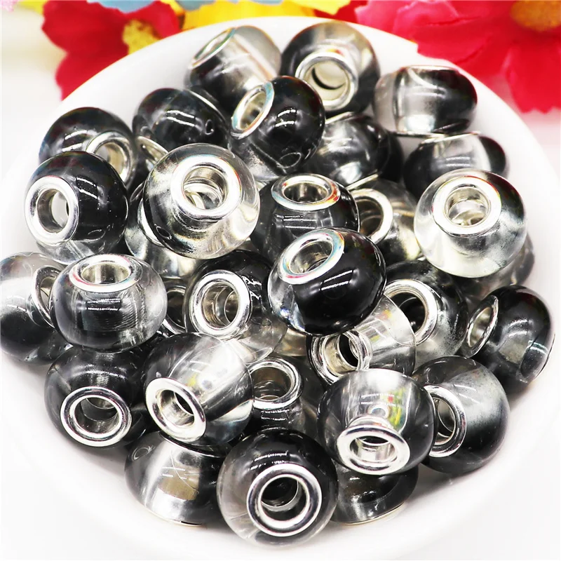 Wholesale Mixed Lots Silver Tone Acrylic Spacers Beads Fit Charm Bracelet 