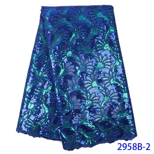 Фиолетовая африканская кружевная ткань, кружевная ткань, новейшая французская Тюлевая сетчатая кружевная ткань для женщин, кружевная ткань с блестками APW2958B - Цвет: 2958B-2