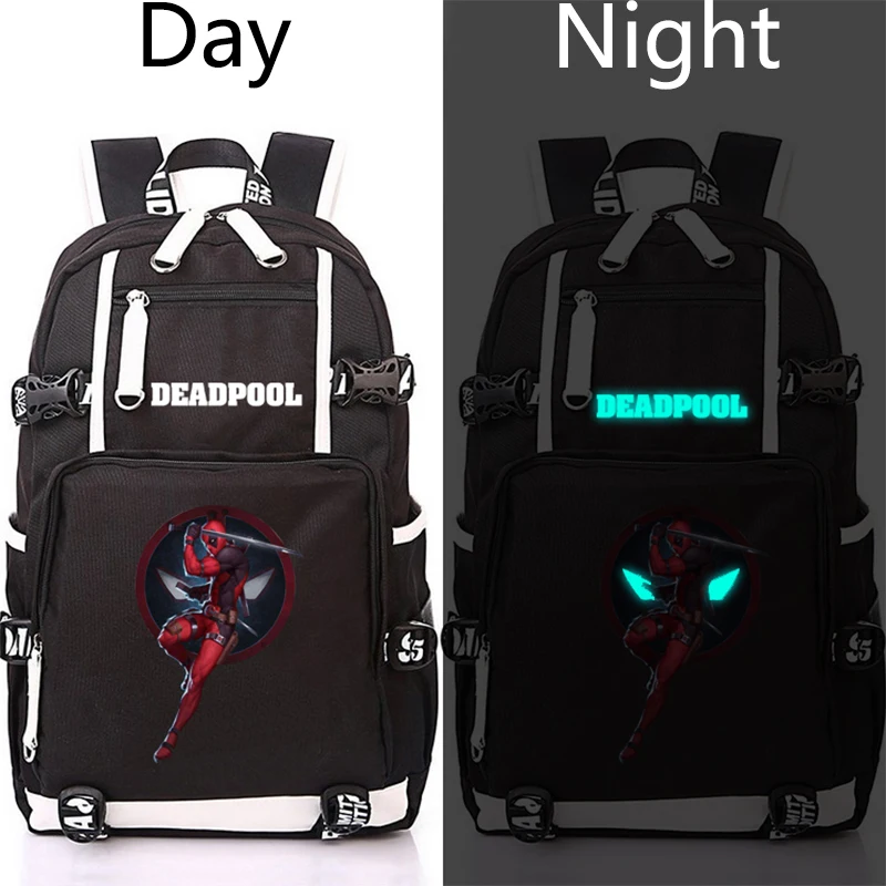 

2019 Anime Deadpool Backpack Luminous Travel Shoulder bag Bookbag Teens Students School Bags Laptop Bags for Men Women 2019