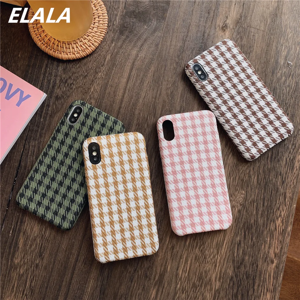 ELALA Cloth Fabric Phone Case For Huawei P20 P30 Pro Nova 5 Warm Plaid Plush Simple Cases Hard PC Cover |