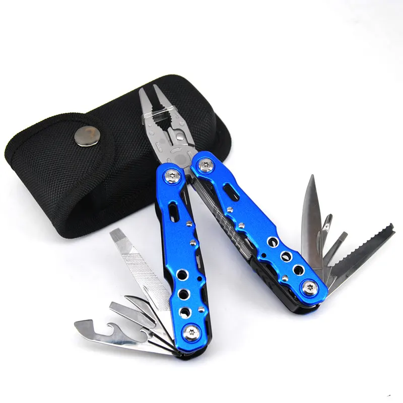 Многофункциональный инструмент плоскогубцы для зачистки проводов резак для кабеля кусачки многофункциональный инструмент Мультитул нож для кемпинга выживания тактический нож - Цвет: MQ9005-Blue
