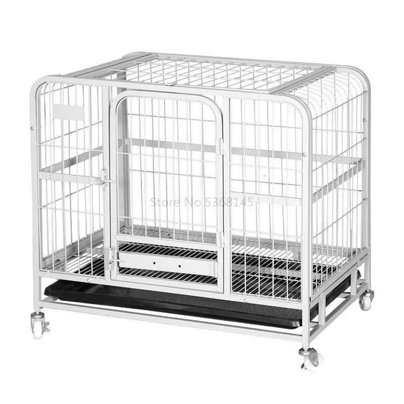 Dog Cage Teddy Small Dog Medium Large Dog with Toilet Pet Indoor Dog Cage Cat Cage Rabbit Cage - Цвет: Серый