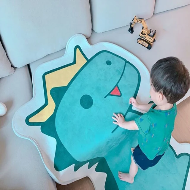 125x90cm Cute Mat Cartoon Animals Dinosaur Shape Kids Developing Rug Mats Crawling Soft Blanket Carpet Toys For Baby 3