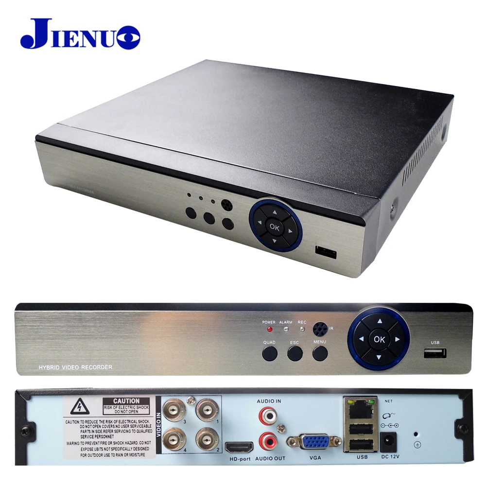 JIENUO 4CH гибрид видеомагнитофона и dvd плеера NVR SVI TVI цифровой видеорегистратор 1920*1080