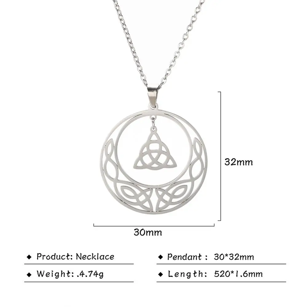 My Shape Gothic Irish Celtics Knot Necklace Stainless Steel Necklaces for Women Girls Choker Gold Color Round Pendent Jewelry