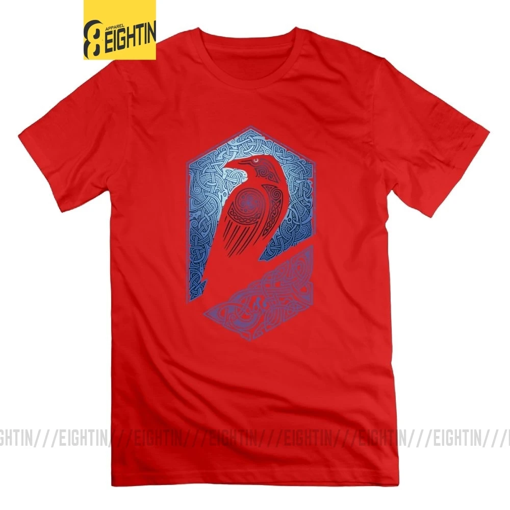 Красный Футболка Viking Guardian Eagle, мужские футболки большого размера, стильные футболки с короткими рукавами и принтом, хлопок, с круглым вырезом - Цвет: Красный