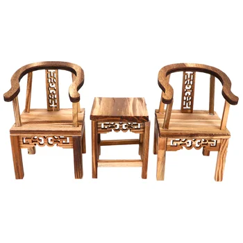 

3Pcs Simulated Backrest Chair Toys Micro World Layout Props Wooden Ornaments