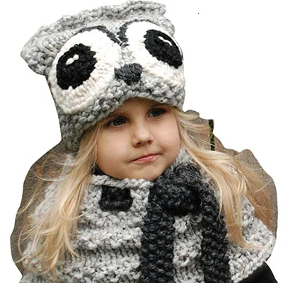 YAOYAO BEAR/Новые шапки для мальчиков и девочек 3-9 лет, детская шапка на зиму, осень, весну, теплая детская шапка унисекс, 2 предмета, шапка и шарф для девочек и мальчиков - Цвет: Girls Hats