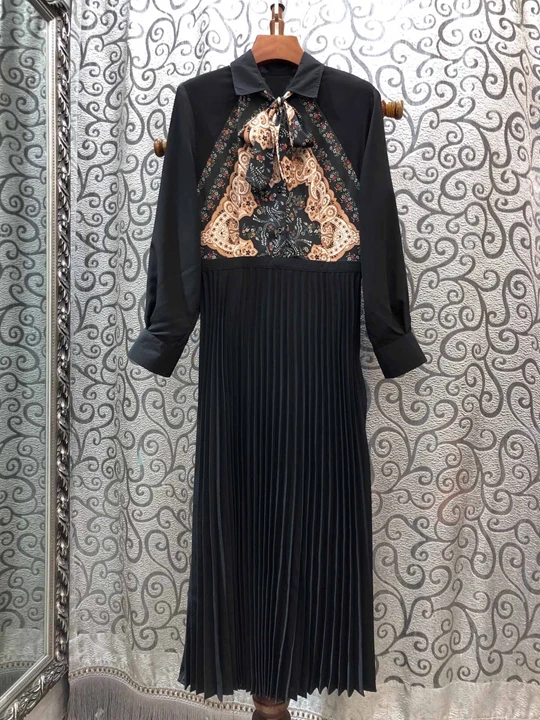 Осеннее и зимнее Новое Женское складное платье с отворотом и завязками 916