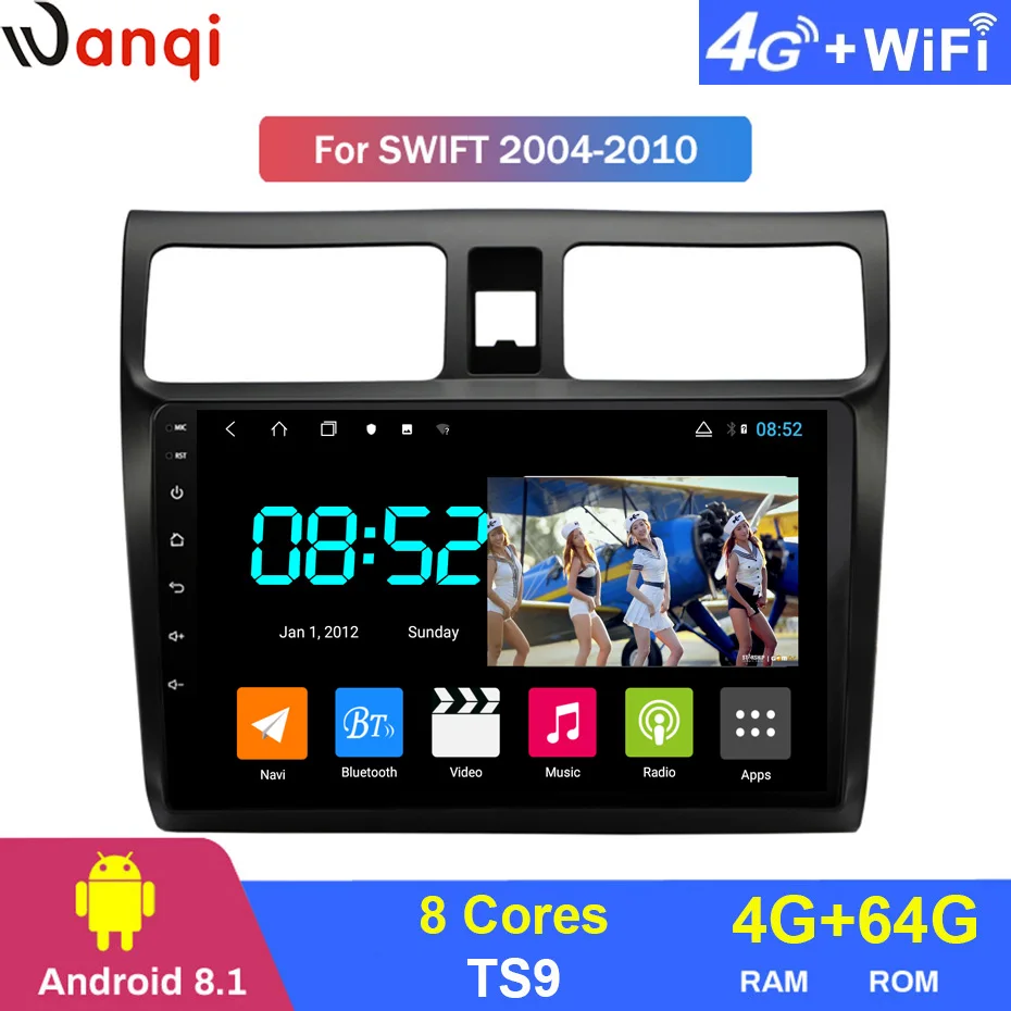 Android 8,1 автомобильный DVD 1din мультимедиа Navi система для Suzuki Swift 2004-2010 Автомобильный gps навигатор головное устройство BT SWC wifi