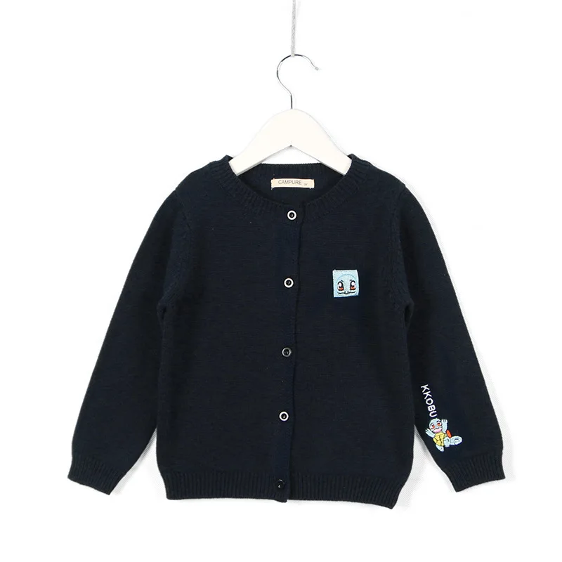 Синий new men and women baby children's shirt autumn cardigan cute cartoon embroidery solid color thick knit sweater - Цвет: Синий