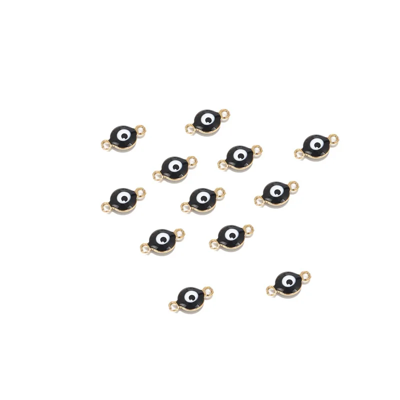 20PCS Stainless Steel Evil Eye Charm Connectors 6mm Gold Fashion Connector Beads for DIY Necklace Bracelet Jewelry Making