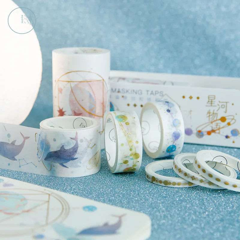 

7Pcs Masking Tape Set Creative Starry Sky Decorative Washi Tape Set DIY Scrapbooking Masking Tape School Office Supply 4.9