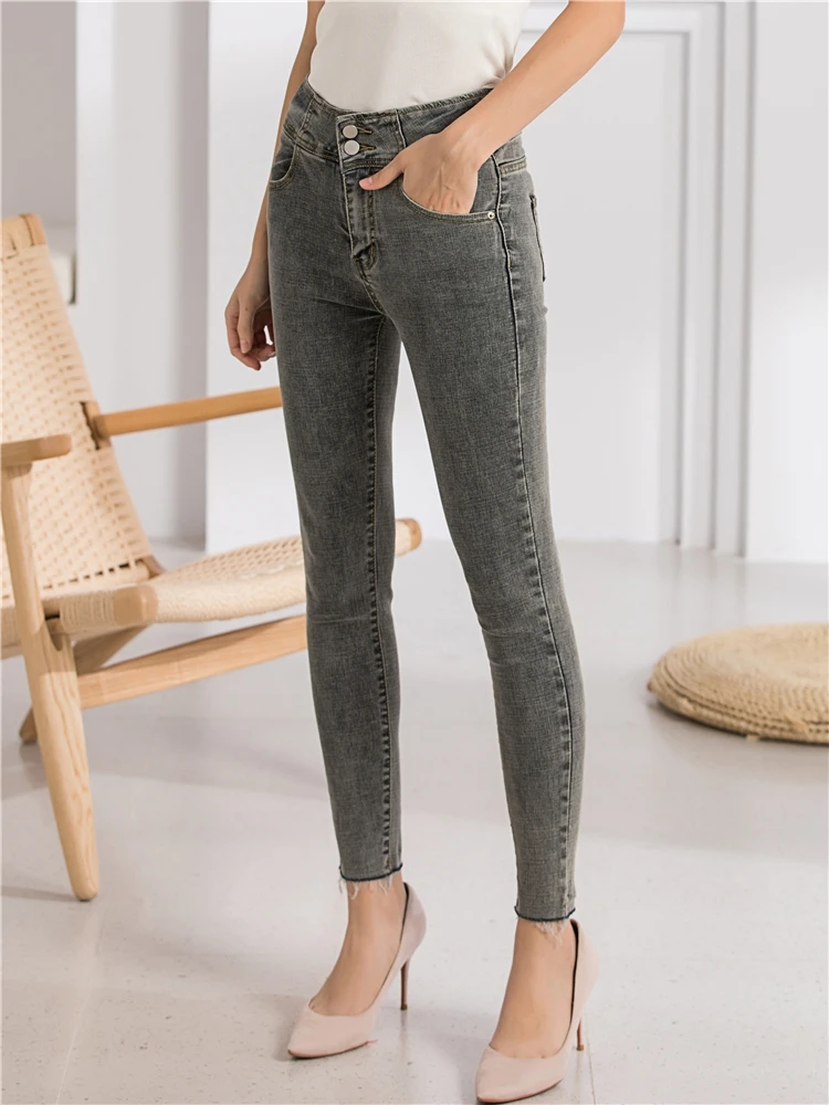 Colorfaith/Новинка года, женские осенние зимние джинсы, узкие брюки с высокой талией, брюки до щиколотки, винтажные уличные джинсы J84006